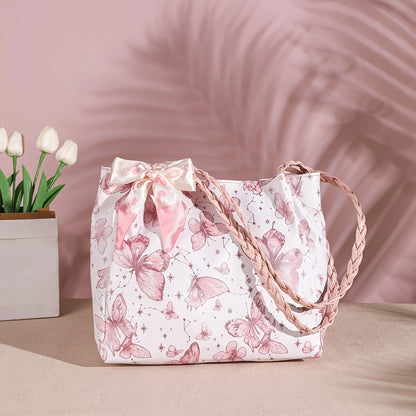 【Hot New】Cute Artistic Texture Butterfly Print Tote Bag for Women  Ideal for Shopping  Class & Commuting  Perfect Gift Option