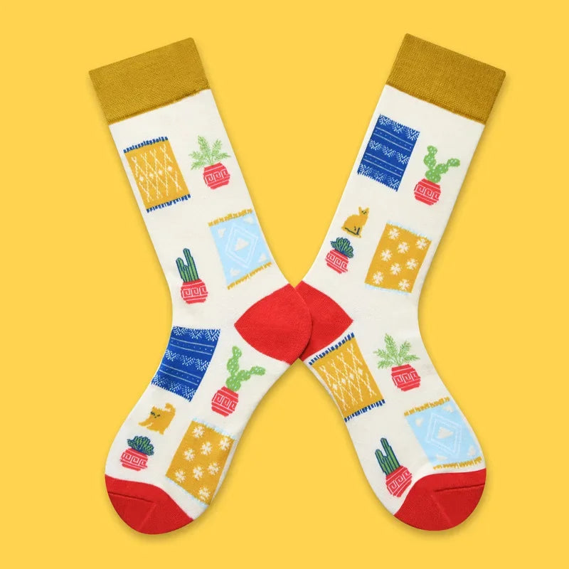 2024 Autumn and winter new socks female French plant series in high tide women's socks  designer socks