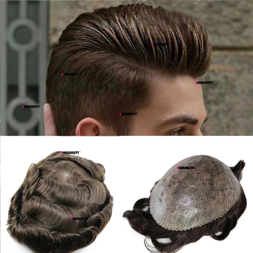 Super Micro Skin Grey 1B65 1B40 Human Hair Toupee Natural Hairline Hair Loss Solution Durable Black White Prosthes Replacement S