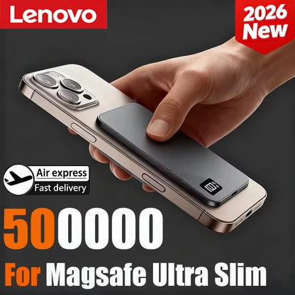 Lenovo 500000mAh Wireless Magnetic Power Bank PD22.5W Super Fast Charging External Battery for Magsafe For iPhone Huawei Samsung