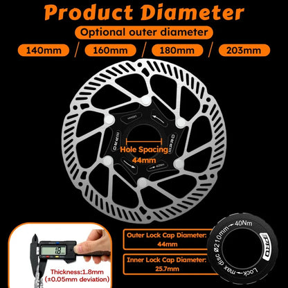 IIIPRO Bike Brake Floating Rotor 140/160/180/203mm Center Lock Brake Disc Ultralight High Strength abstract heat Disc Bike Part