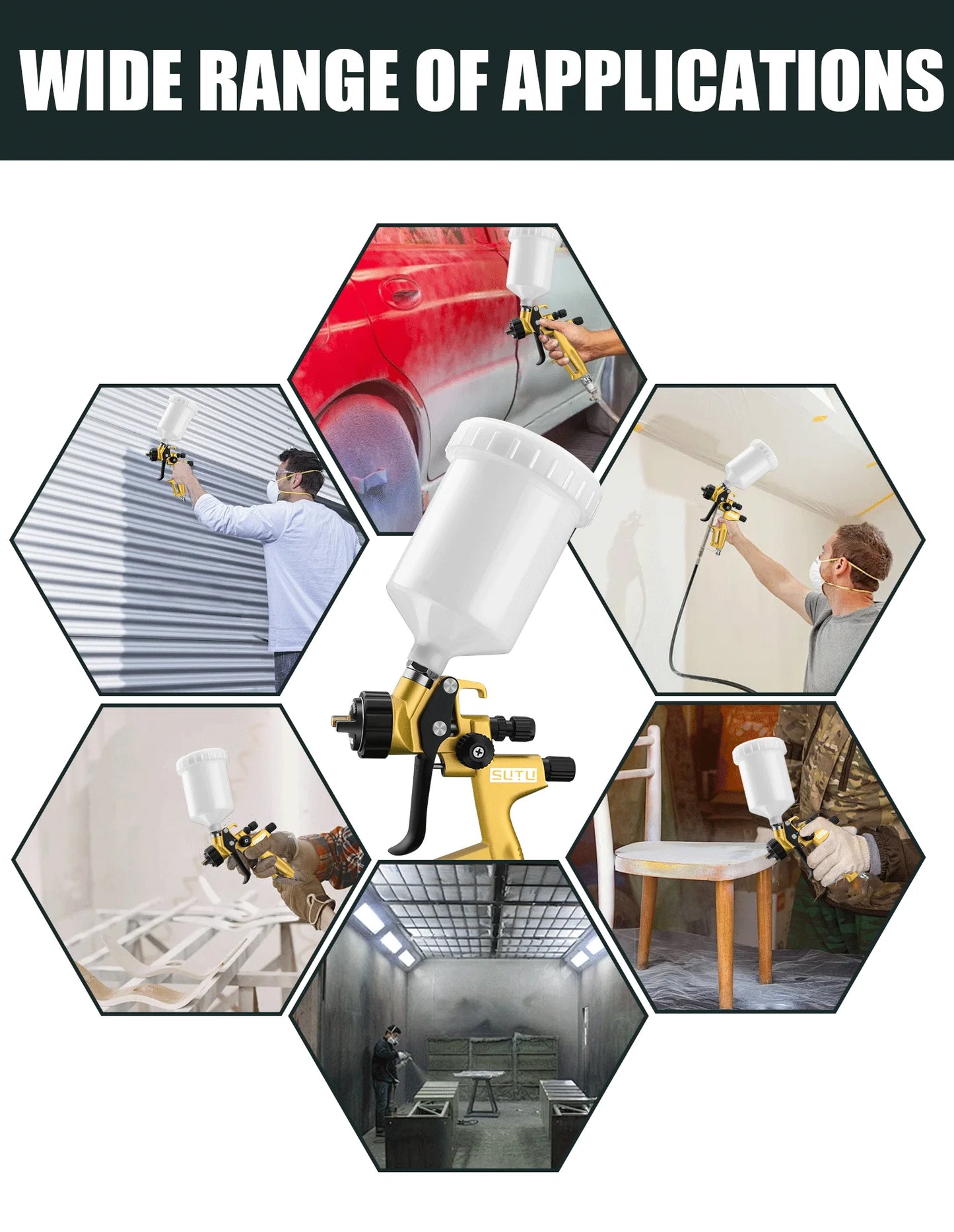 SUTU Spray Guns  1.4/1.8MM Nozzle Paint Spray Gun High Atomization Air Tools Car/Furniture Oil Paint Repair Guns
