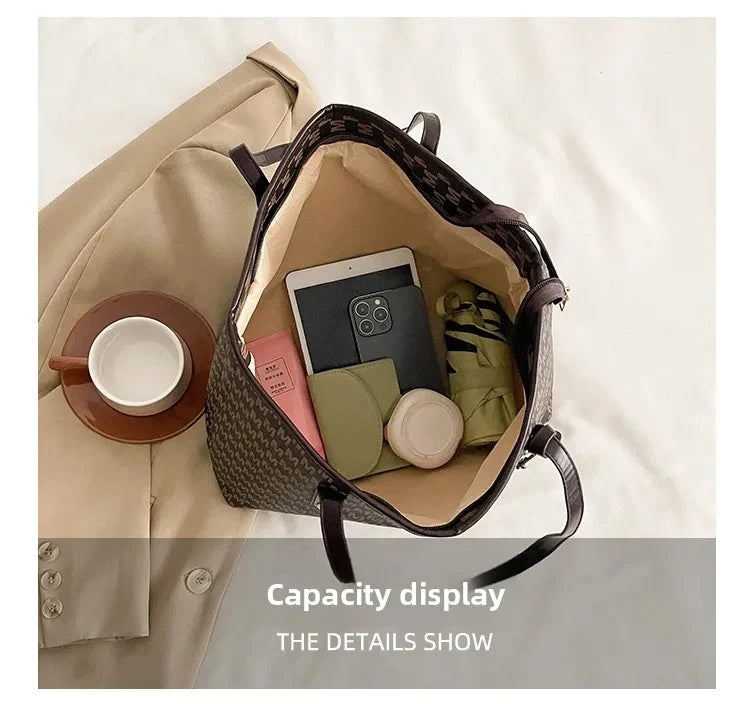 Vintage Ladies Tote Bag Large Capacity Fashion Elegant Handbag Classic Underarm Bag Women's Shopping Bag