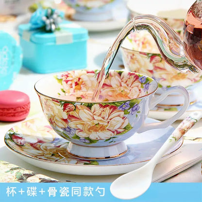 European Bone China Teapot, English Afternoon Tea Cup Set, High-Grade Porcelain Coffee Pot, Heat Resistant Kettle, 1000ml
