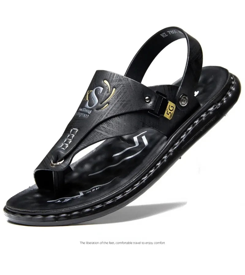 Sandals for Men High Quality Cow Leather Sandals Outdoor Casual Sport Sandals Anti Slip Beach Slippers for Men Summer Slippers