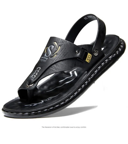 Sandals for Men High Quality Cow Leather Sandals Outdoor Casual Sport Sandals Anti Slip Beach Slippers for Men Summer Slippers