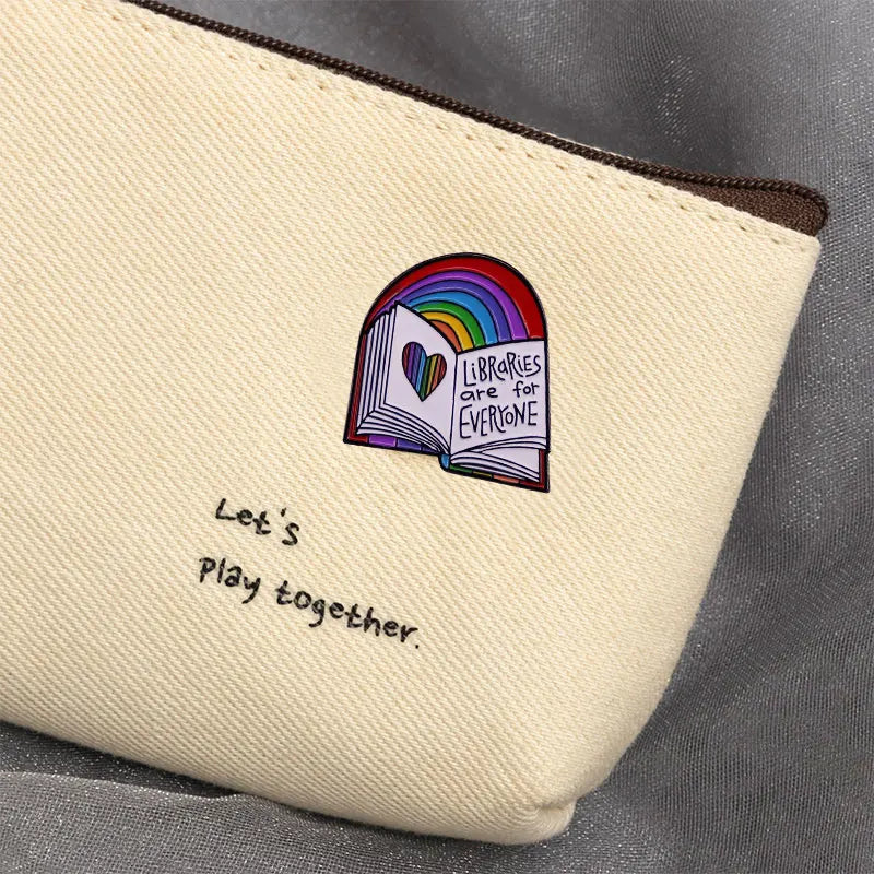Enamel Pin Rainbow Pride Badge Book Bookish Brooch Jewelry
