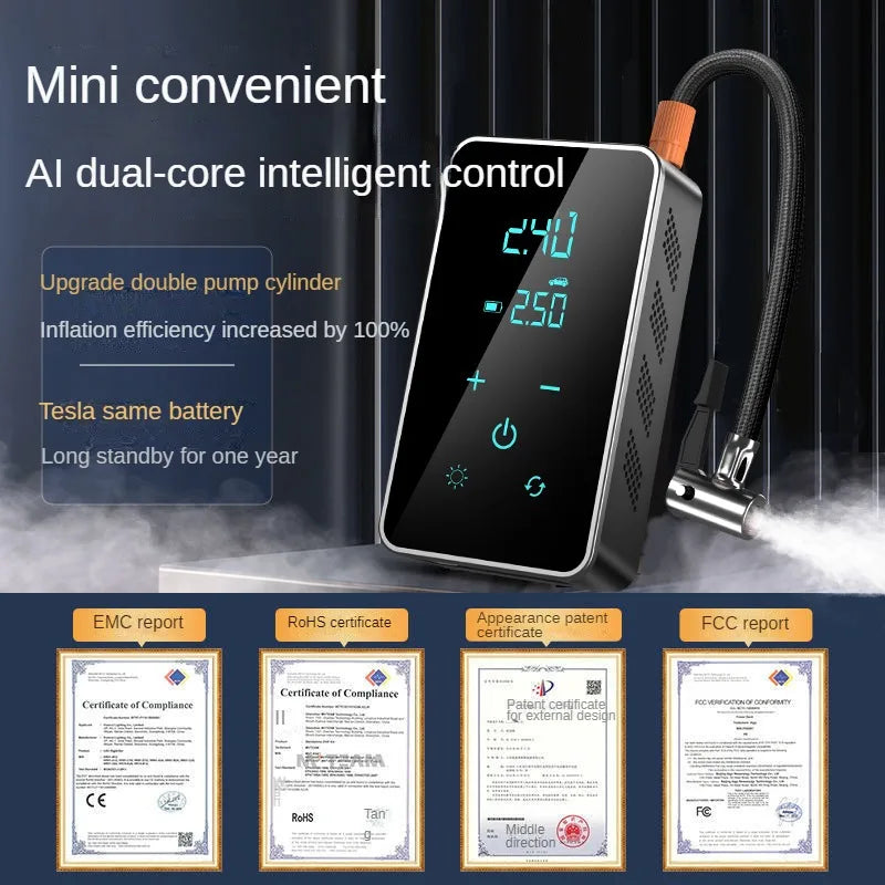 Wireless Air Pump 150psi Touch Screen/Key Portable Electric Tire Inflator For Car Bicycle Motorcycle Mini Air Compressor Injecto