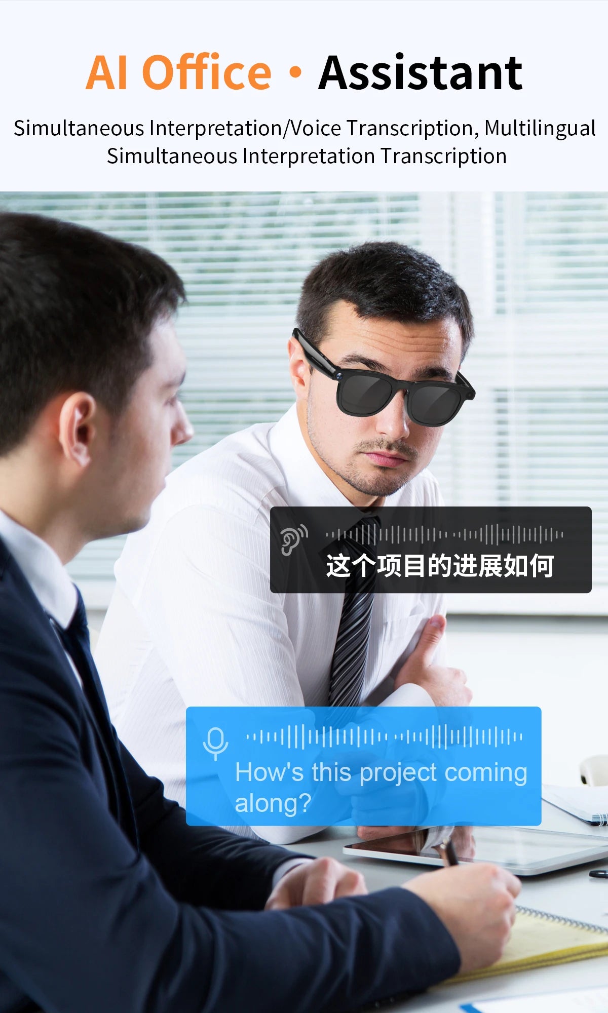 V3 AI Smart Glasses with ChatGPT, 8MP Camera Video Recording, Bluetooth Calls, Voice Wake, Music Playback Sunglasses