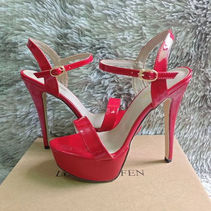 Women Peep Toes Sandals Stiletto Sexy Pumps Luxury Club 14cm Elegant Platform High Heels Nighclub Party Wedding Jazz Dance Shoes