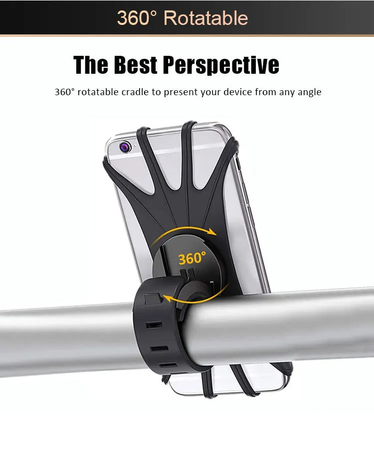 360 Rotatable Bicycle Phone Holder Motorcycle Stand Bracket Silicone GPS Support For Iphone 11 Xiaomi 10 Huawei P40