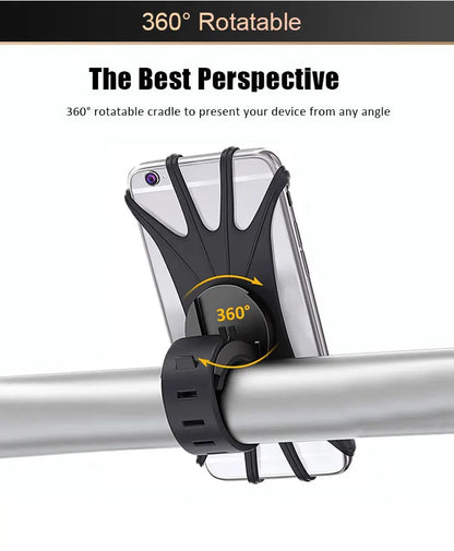 360 Rotatable Bicycle Phone Holder Motorcycle Stand Bracket Silicone GPS Support For Iphone 11 Xiaomi 10 Huawei P40