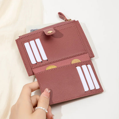 Minimalist and Fashionable Women's Short Card Bag Ultra-Thin Mini PU Leather Zero Wallet Women's Credit Card Holder Wallet
