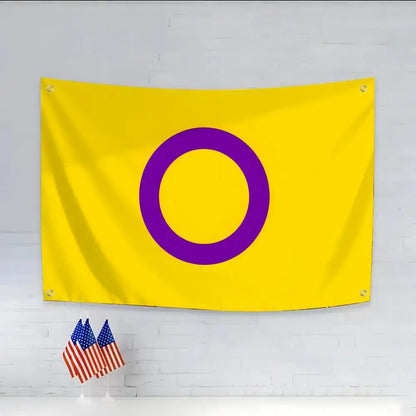 LGBTQ Intersex Pride Flags Daily four rings hanging no edging for indoor use and outdoor decor easy hanging