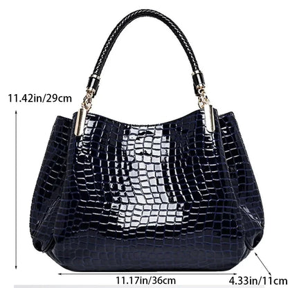 Women's Bag Large Capacity Tote Daily Commute Women's Shoulder Bag Crocodile Print Bright Face Handbag Shopping Women's Handbags