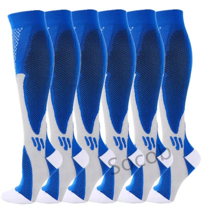 3/6/7 Pairs Compression Socks Women Medical Edema Running Socks Men Knee Length Cycling Socks  Football Basketball Outdoor trave
