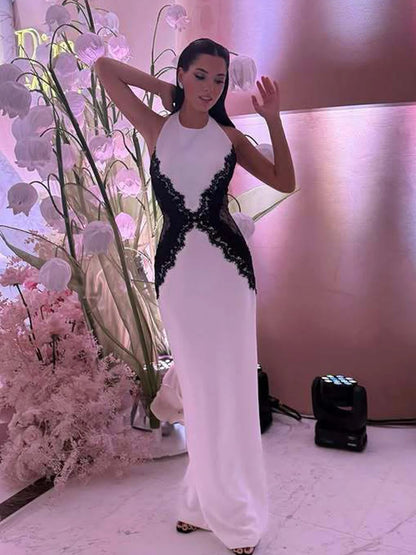 CHNMR Lace Cut Out Slim Backless Dress Women Elegant Halter Sleeveless Party Dresses Fashion Female Vestiods for Summer New 2026