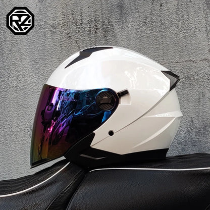 ORZ Motorcycle Helmet Half Face Double Lens Moto Four Seasons Men Women Street Fashion Helmet Capacete De Moto Safety