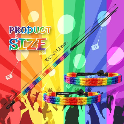 LGBT Bracelet Braided Friendship Bracelets Stylish Hand Woven Bracelet Rainbow Adjustable Size Pride Wristbands
