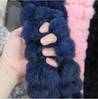 Women Winter Warm Real Rabbit Fur Scarf Hot Sale Natural Rabbit Fur Muffler 2025 Lady 100% Genuine Fur Scarves Wholesale Retail