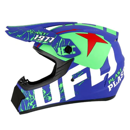 Motocross and Off-Road Helmet Set - Extreme Youth Challenge Full Helmet, Goggles, Gloves, and Protective Gear