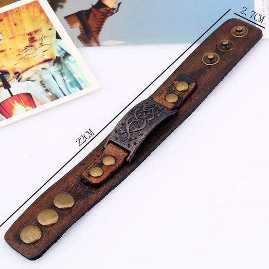 Adjustable Bangle Gift Alloy Leather Wristband Punk Leather Wristband Handmade Punk Bangle For Fashion Accessory Rock Concerts