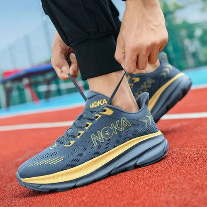 Men's Running Shoes Jogging Breathable Mesh Cushioning Non-Slip Outdoor Luxury Shoes Couple Trainer Race Sneakers Off-road Shoes
