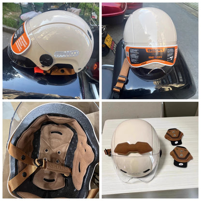 BEON Light Helmet Electric Motorcycle Lightweight Half Helmet Detachable Warm Ear Protection Capacete De Motocicleta