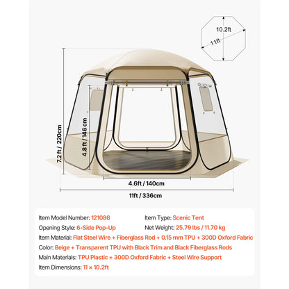 SucceBuy Pop up Bubble Tent Waterproof & UV-Resistant Clear Camping Tent Shelter Outdoor Garden Dome Igloo Tents with Windows