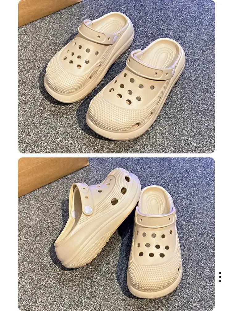 A Pair of Women's Fashionable Clogs, Women's Wear-Resistant and Comfortable Thick-Soled Beach Shoes, Outdoor Casual Trendy Women's Shoes