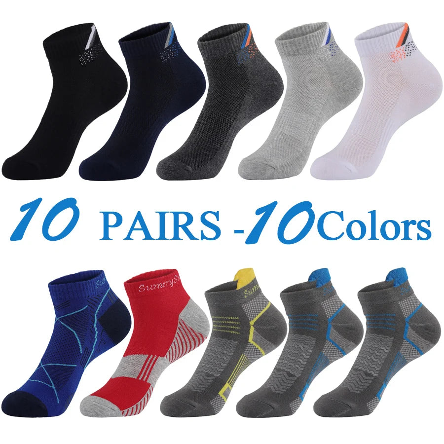 5 Pairs/Lot Mens Running Socks Casual Outdoor Sports Cotton Orange Red Stripes Compression Black 15 Styles Travel Hot Sale 2024