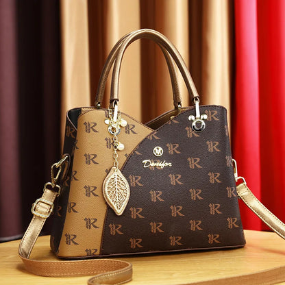 Luxury Brand Designer Women'S Handbag Leather Printed Shoulder Bag Large Capacity Classic Retro Crossbody Bag Commuting Tote Bag