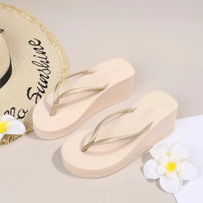 Summer Wedge Flip Flops for Women 2025 Fashion Clip Toe Platform Slippers Woman Lightweight Thick Bottom Non Slip Beach Sandals