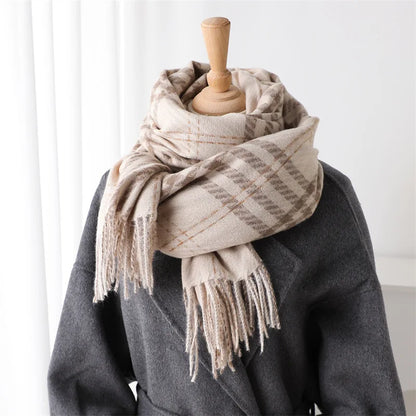 Houndstooth Scarf Men Women Autumn Winter Cashmere Scarves Wrap Student Fashion Thicken Warm Long Tassel Shawl Lady Bufanda New