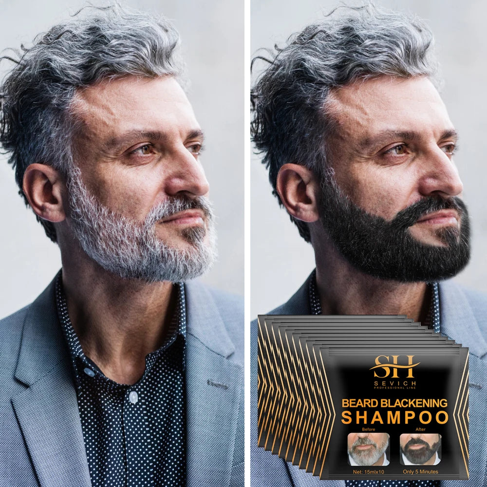 5PCS Natural Beard Hair Dye Shampoo Portable 5 Minute Instant Blackening Color Tint Cream Moustache Shampoo For Men Dropshipping
