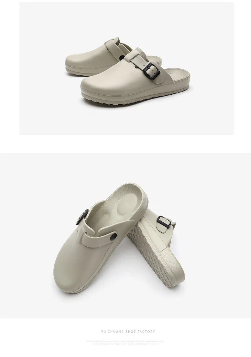 SmilePoP New Women Garden Slippers Kitchen Nonslip Men Slippers Outdoor Waterproof Women Sandals Easy Clean Light Home Shoes