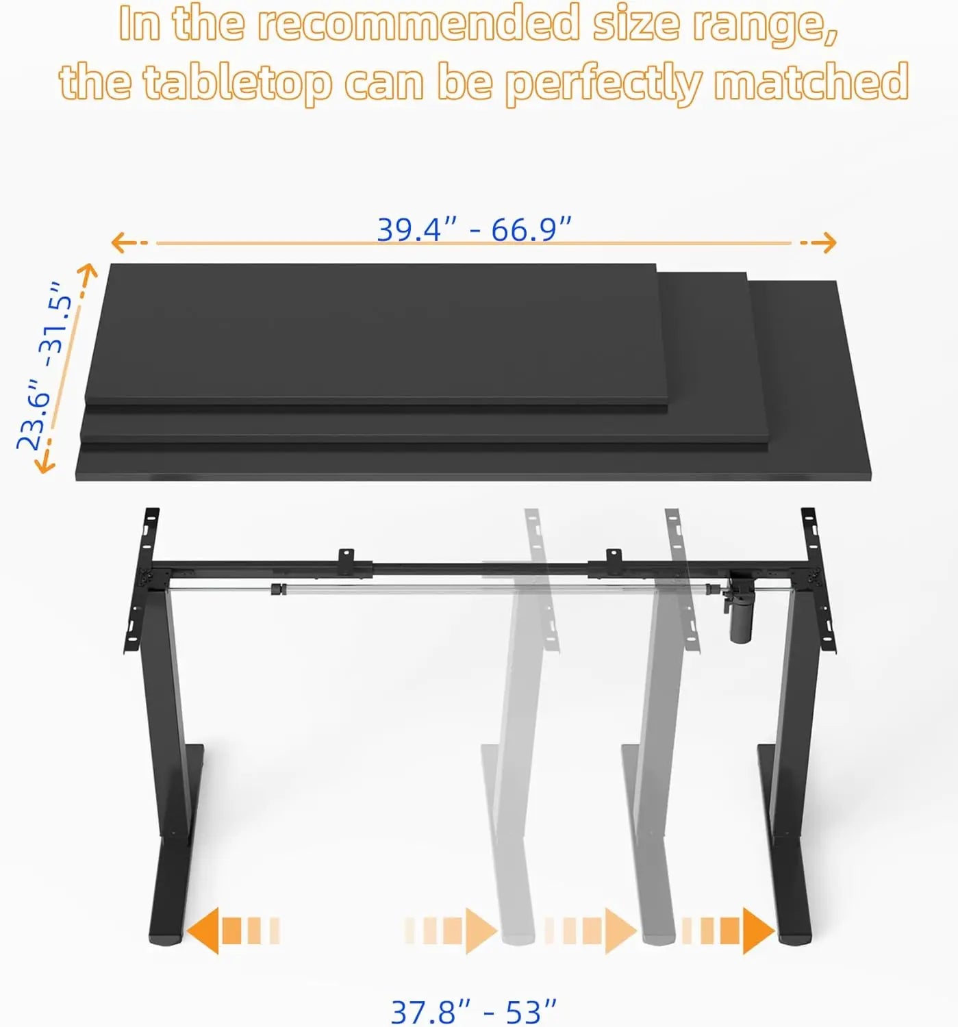 Adjustable Electric Standing Desk Frame with Memory Panel, DIY Workstation for Home Office, Black