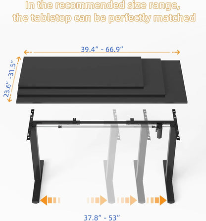 Adjustable Electric Standing Desk Frame with Memory Panel, DIY Workstation for Home Office, Black