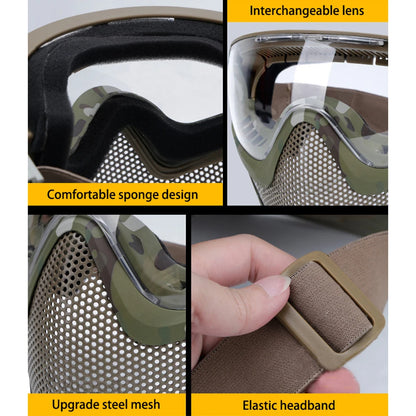 Tactical Full Face Mask Paintball Airsoft Cs Shooting Steel Mesh Breathable Protective Head/ Helmet Wearing Masks Hunting Gear