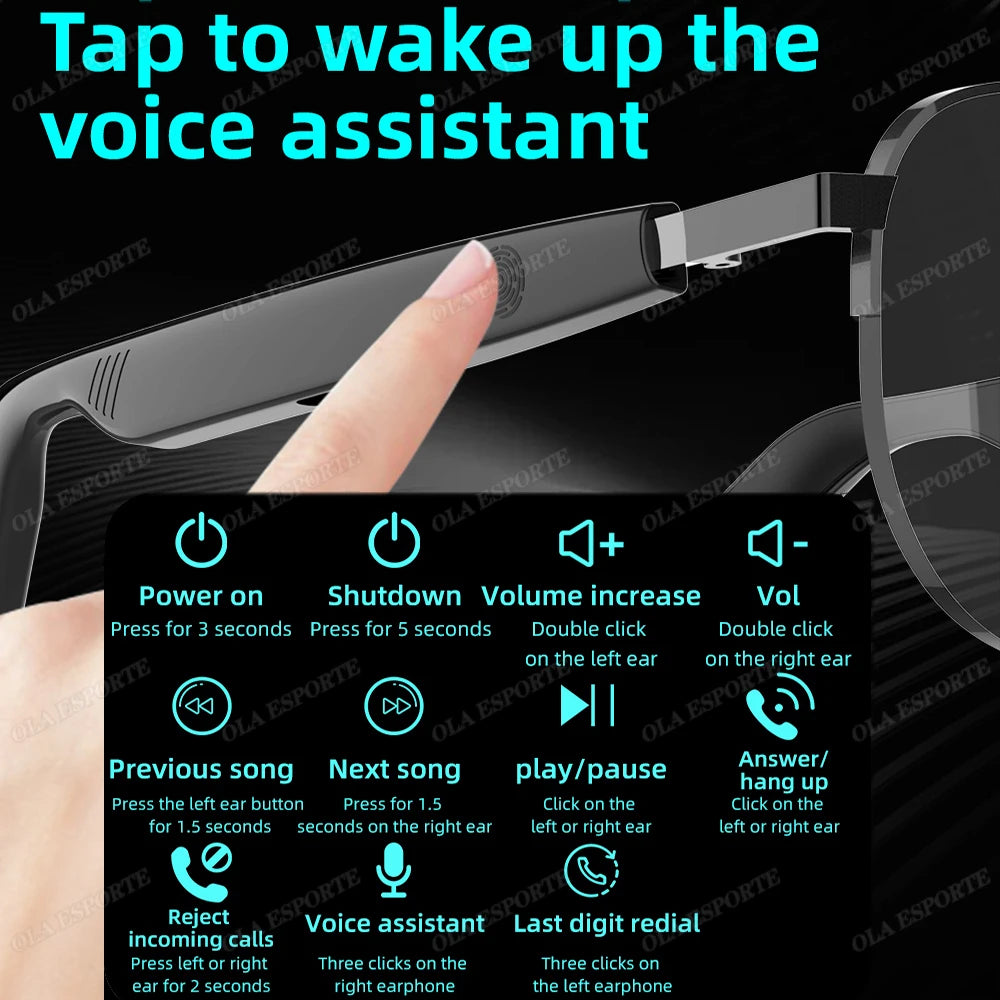 New UV400 Smart Glasses Men Women Listen Music Game Voice Assistant Wireless 5.4 Call Waterproof Anti-blue light SmartSunglasses