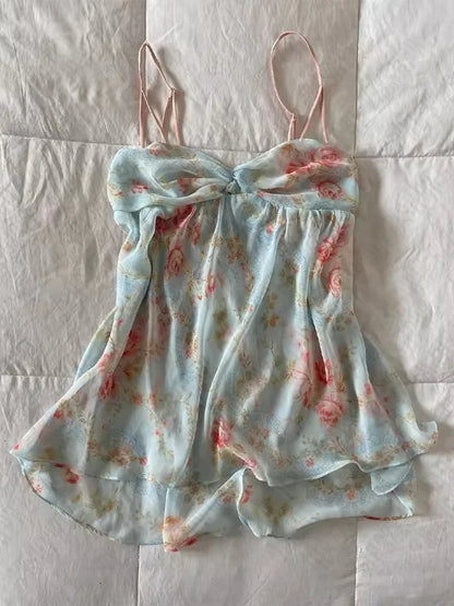 Y2k Summer New Solid Sling Tops Kawaii Lace Bow Inside A Sling Vest 90s Aesthetics Crop Top Women Pink Tank Top Fashion Punk Top