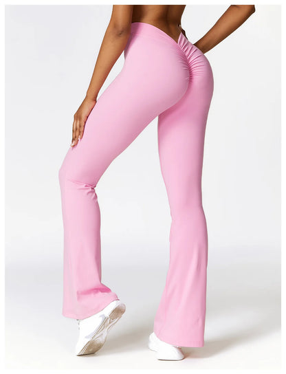 Gym Fitness Sports Flared Pant Dance Trousers Women V-shaped Hip Yoga Pants Flare Leggings Women High Waist Wide Leg Pants Women