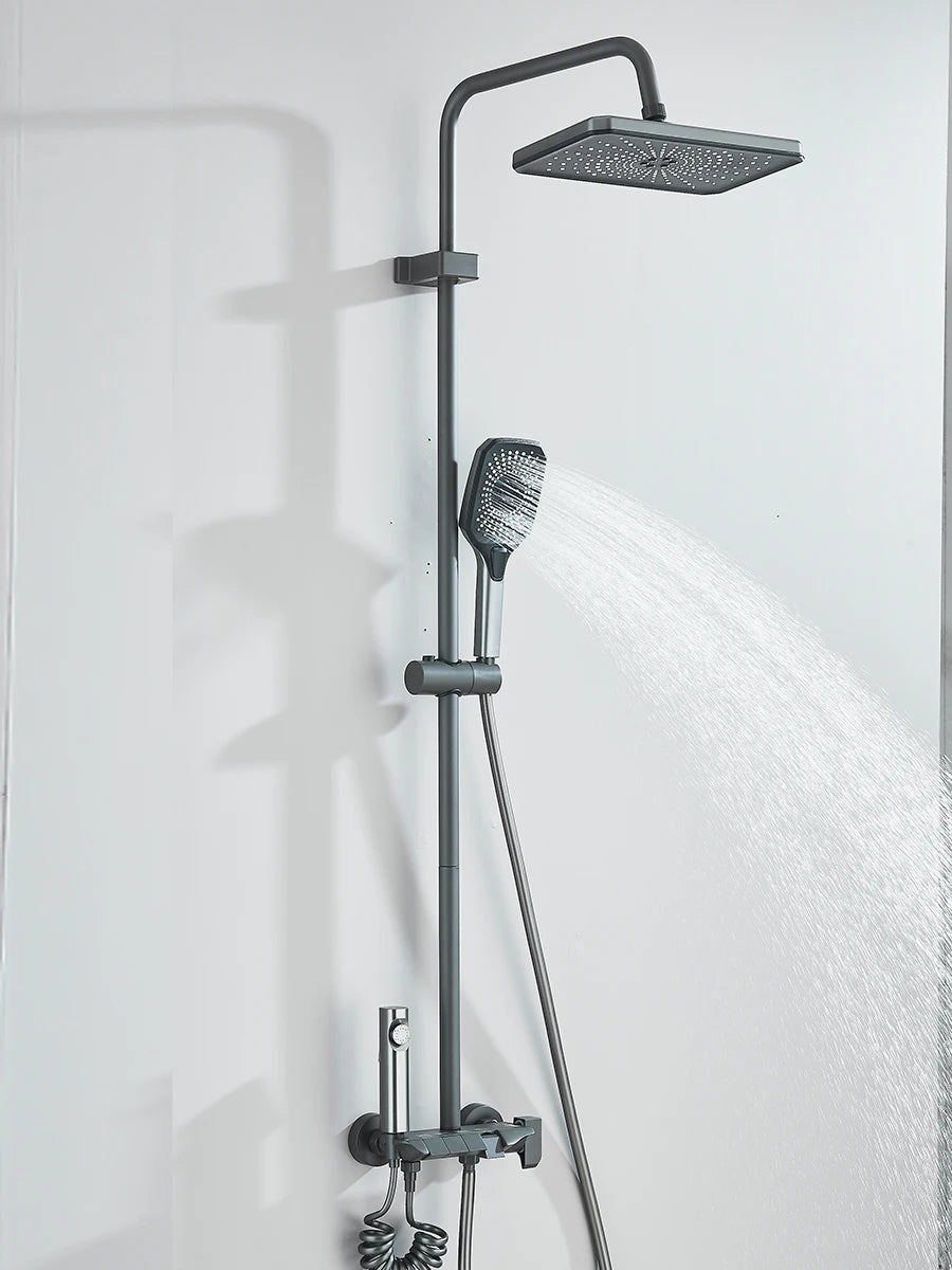 4-way Piano Shower System With Rain Shower Bidet Faucet Hot Cold Water Mixer For Bathroom Shower Kit