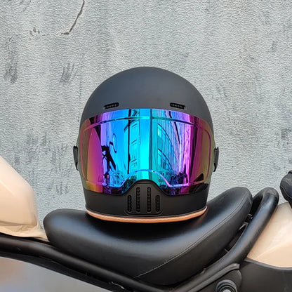 ORZ Retro Full Helmet Motorcycle Motorcycle Helmet Four Seasons Couple Street Bike Helmet Riding