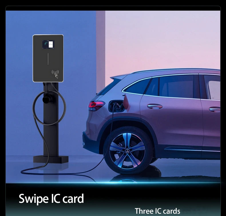 JIGU 1-phase 7kw 32A Type 2 Electric Vehicle Charging Station 3-phase 11KW 22KW EV Charger WIFI Bluetooth Wallbox Car Charger
