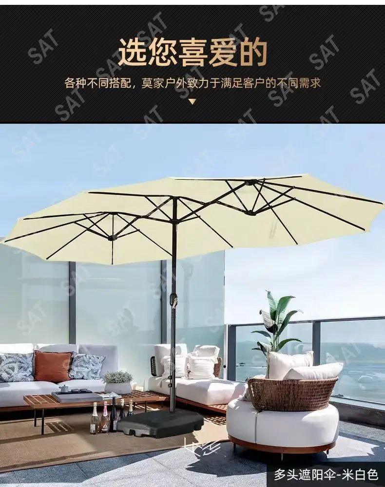 -Three-headed Parasol Outdoor Courtyard Leisure Umbrella With Big Umbrella Set Outside And Big Umbrella Stall Outdoor Garden
