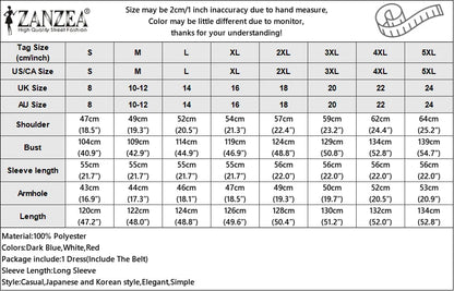 ZANZEA Fashion Long Shirt Dresses Women Elegant Streetwear Office Lady Midi Vestidos Belted Casual Autumn Long Sleeve Party Robe