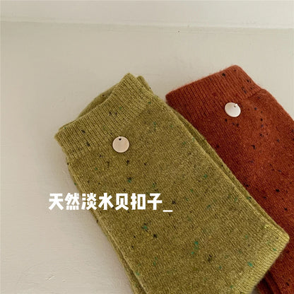 SP&CITY Colored Dotted Sheep Woolen Socks Women's Winter Warm Keeping Middle Tube Socks Casual Thick Korean Fashion Stockings