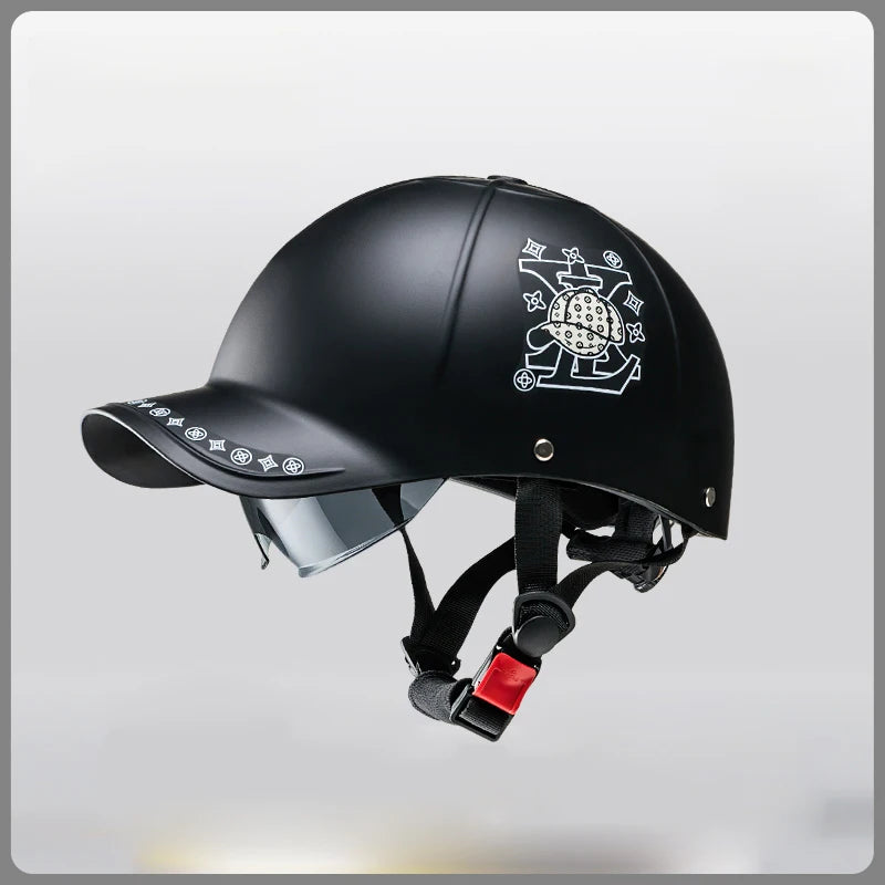 New Cafe Racer Chopper Scooter Safety Hard Hat Half Face Vintage Summer Cap Motorcycle Half Helmet Baseball Cap Style