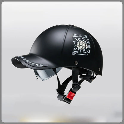 New Cafe Racer Chopper Scooter Safety Hard Hat Half Face Vintage Summer Cap Motorcycle Half Helmet Baseball Cap Style